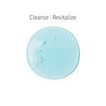 Texture of Shower Gel showing translucent light blue gel