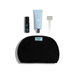 Best Of Beauty Winners set with Blue Lagoon Skincare products arranged in front of a black cosmetic bag