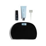 Best Of Beauty Winners set with Blue Lagoon Skincare products arranged in front of a black cosmetic bag